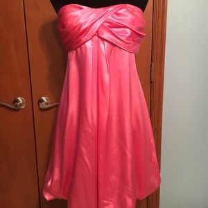 Strapless Pink Satin Prom Event Dress
